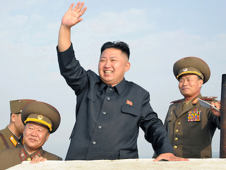 Kim Jong-un waving photograph